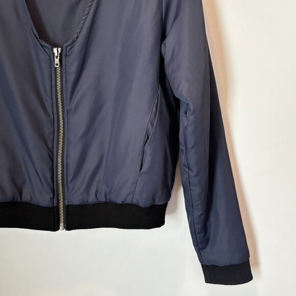 The Upside Byrow Bay Bomber Jacket with Pockets Size 6 Navy Biker Boho Art L60 - Picture 6 of 16